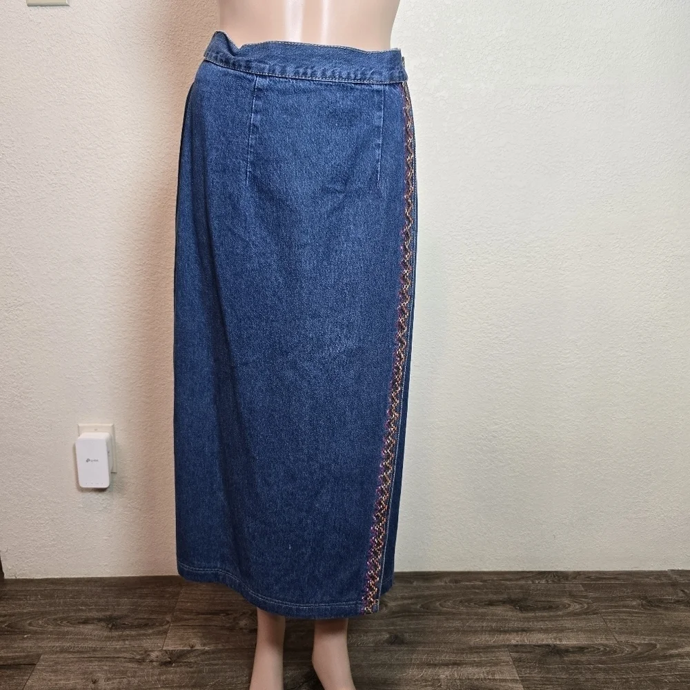 Rhythm Blue Women’s Embroidered Floral Denim Jacket Sz LgSkirt Maxi Set Size Med